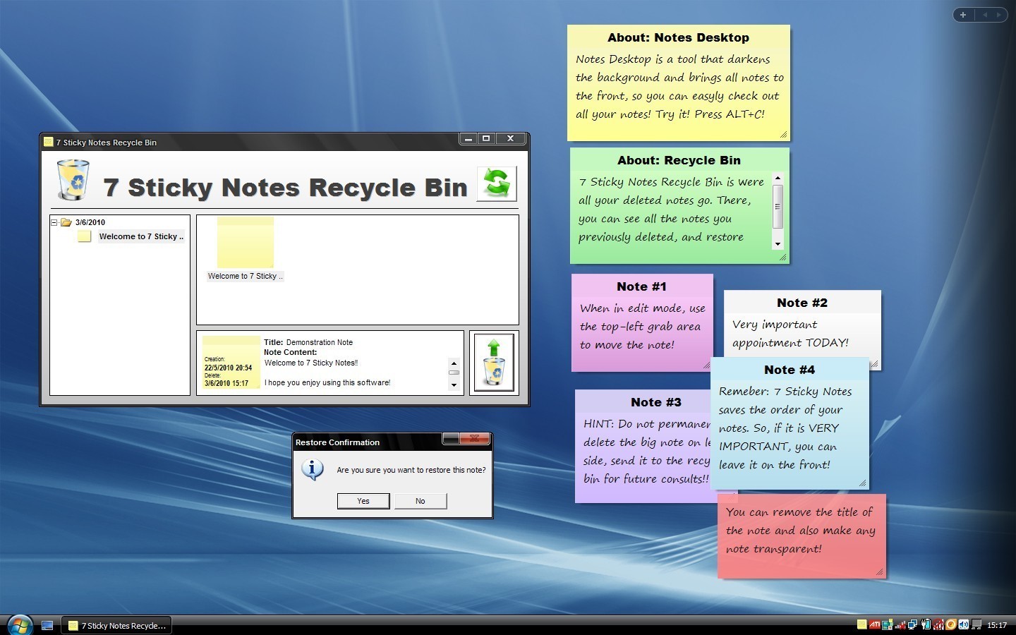 Sticky notes widget for desktop